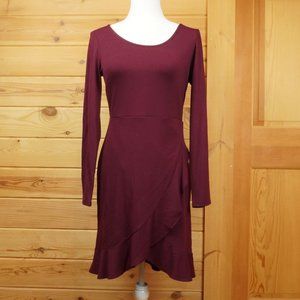 Lulus Compliment Catcher Burgundy Long Sleeve Mini Dress‎ Size Medium